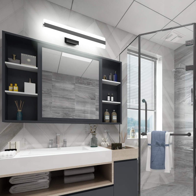 Aipsun 23.6in/24W Modern Black Vanity Light Frosted White Acrylic Up and Down LED Bathroom Vanity Light Fixtures(White Light 6000K) - Image 4